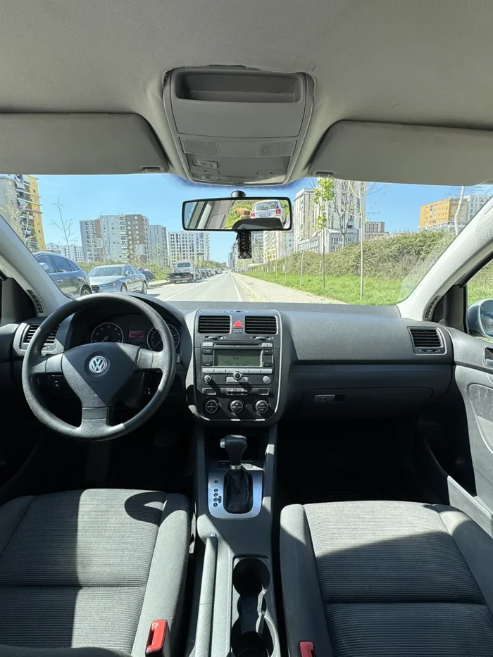 Interior of VW Golf 5 automatic rental car in Tirana