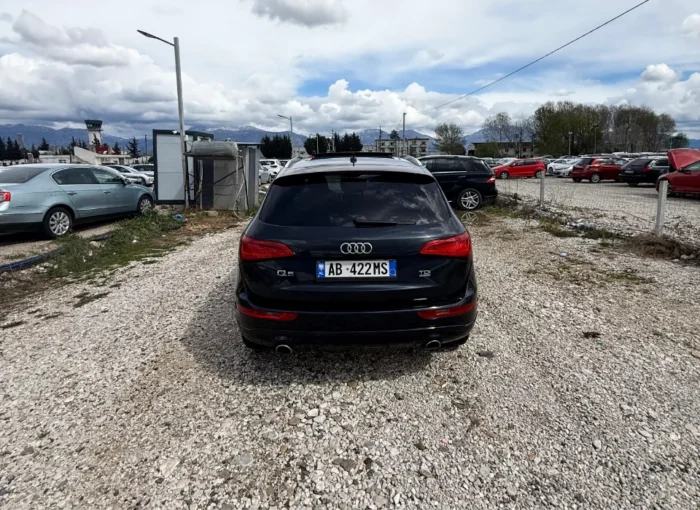 Black Audi Q5 2015 3.0 TDI diesel automatic premium SUV with panoramic sunroof and leather interior available for family car rental at Tirana Airport Albania