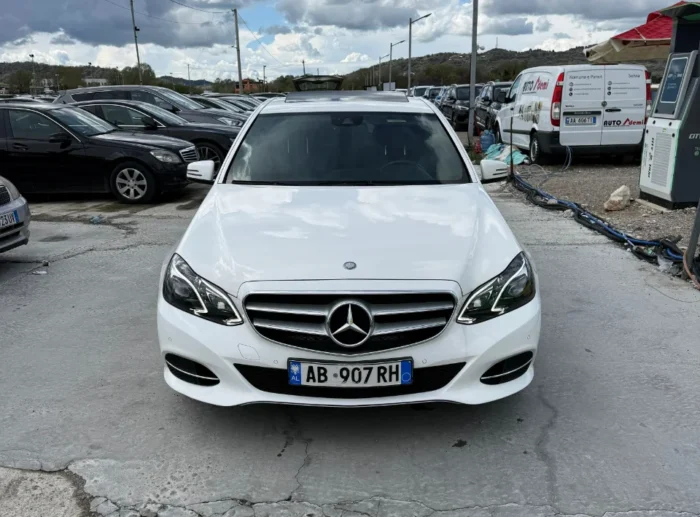 Mercedes E‑Class 2016 2.0 diesel automatic rental car with sunroof and air‑conditioning available in Tirana and at Tirana International Airport Rinas